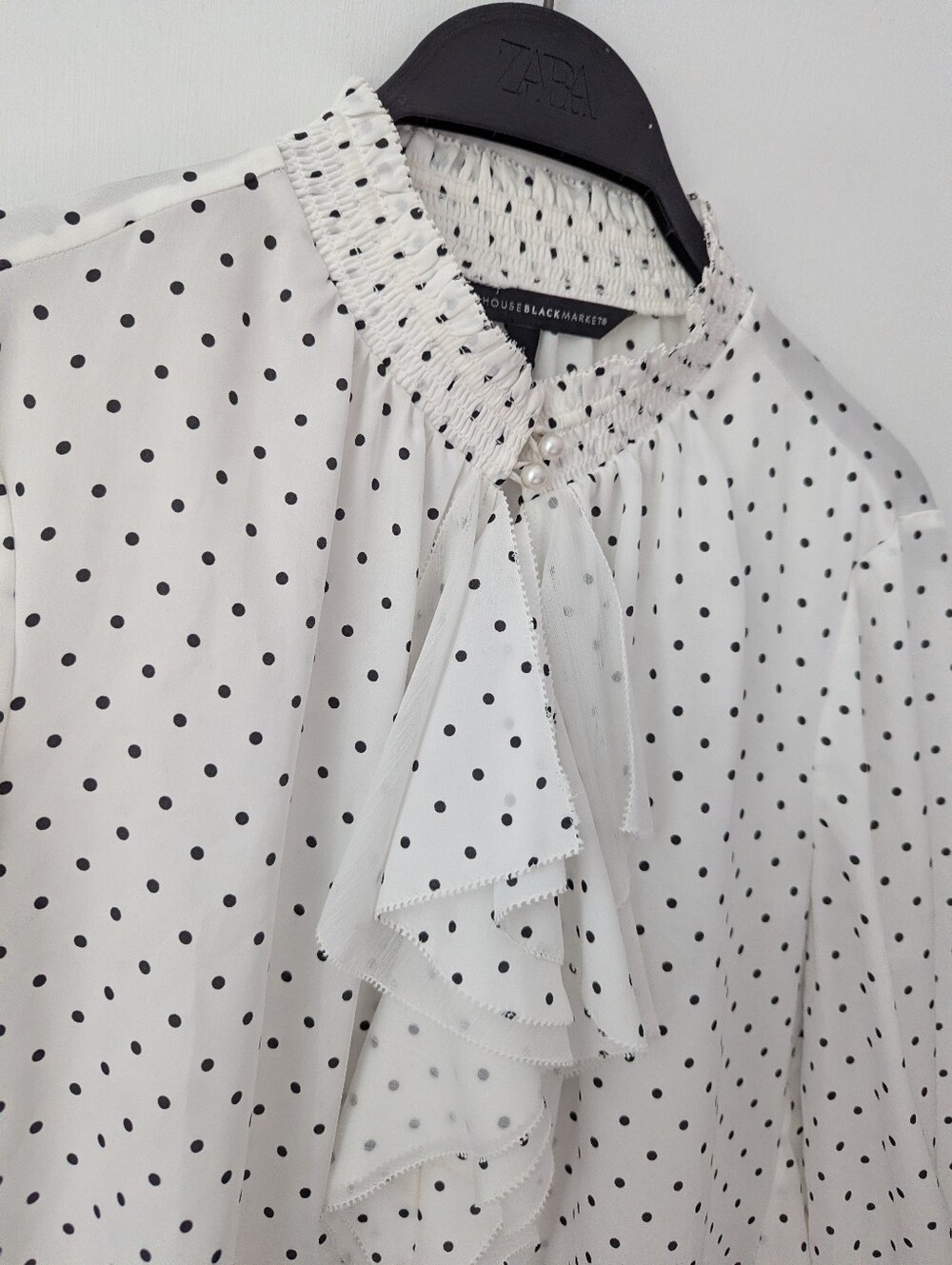 White House Black Market Office Siren Polka Dot Blouse Size 6 - Picture 3 of 10
